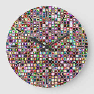 Funky Mosaikfliesen-Muster mit Jewel Tones Große Wanduhr