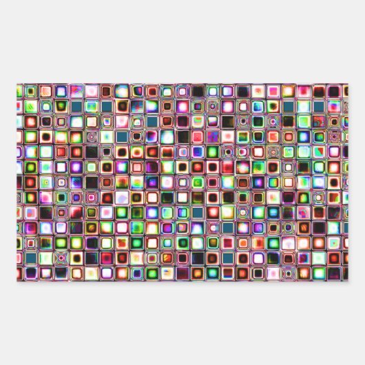 Funky Mosaikfliesen-Muster mit Jewel Tones Rechteckiger Aufkleber (Vorderseite)