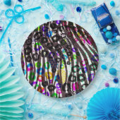 Funky Multi-Tierdruckschema in hellen Farben Pappteller (Party)