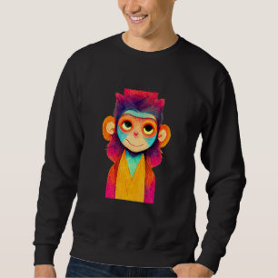 Funky Munky Glücklicher Stylischer Affe Sweatshirt