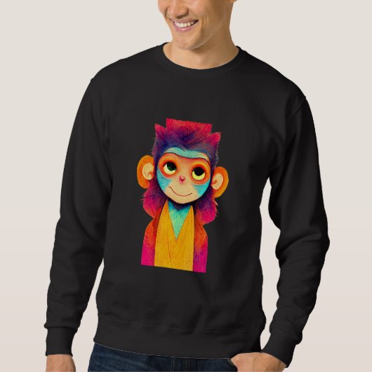 Funky Munky Glücklicher Stylischer Affe Sweatshirt (Vorderseite)