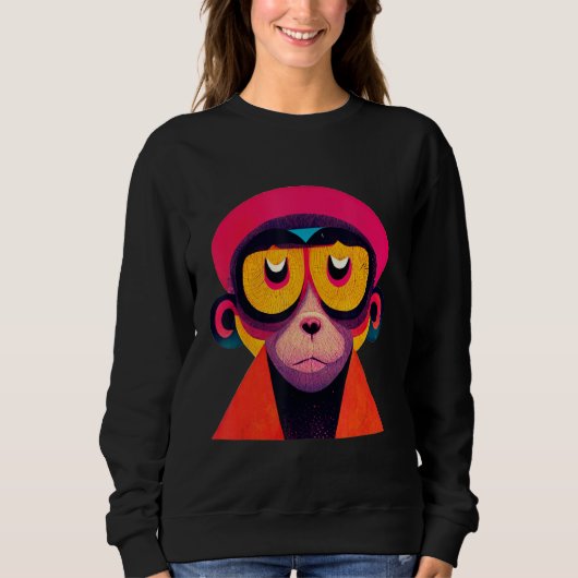 Funky Munky Hipster Monkey Sweatshirt (Vorderseite)