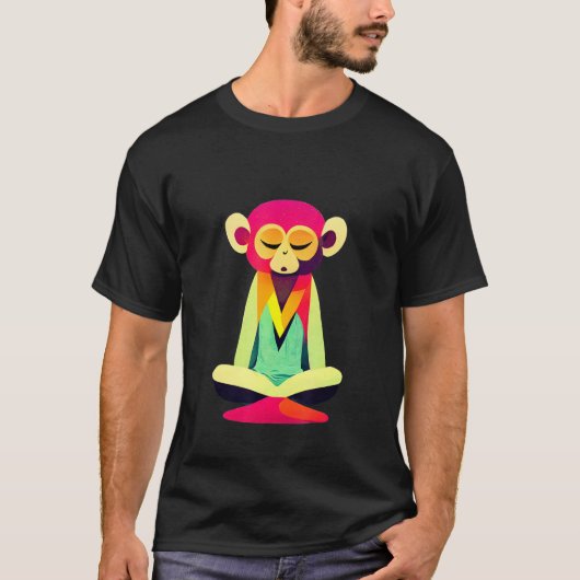 Funky Munky Sweet Sitting Monkey Design T-Shirt (Vorderseite)