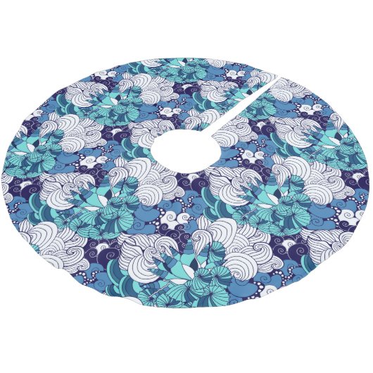 Funky-Muschelmuster Polyester Weihnachtsbaumdecke (Schrägansicht)