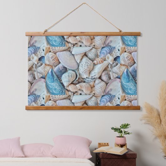 Funky Muscheln Holiday Seaside Pattern Wandteppich Mit Holzrahmen (Schlafzimmer)