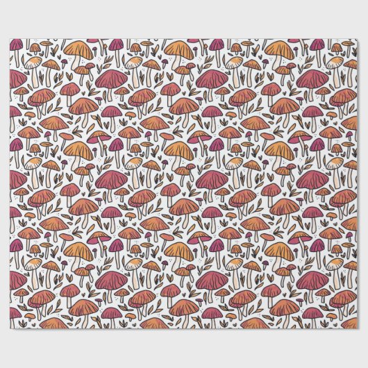 Funky Mushroom Pattern Earth Tones Geschenkpapier (Flach)
