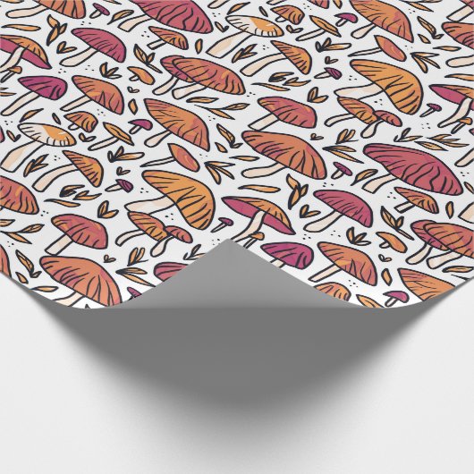 Funky Mushroom Pattern Earth Tones Geschenkpapier (Ecke)