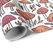 Funky Mushroom Pattern Earth Tones Geschenkpapier (Rolleneckpunkt)