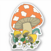 Funky Mushroom Retro Colors Laptop Aufkleber (Vorderseite)