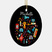 Funky Music - farbenfrohe Musikinstrumente Keramik Ornament (Rechts)