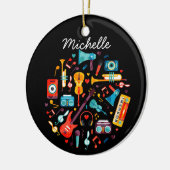 Funky Music - farbenfrohe Musikinstrumente Keramik Ornament (Links)