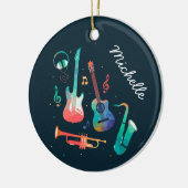 Funky Music - farbenfrohe Musikinstrumente Keramik Ornament (Links)