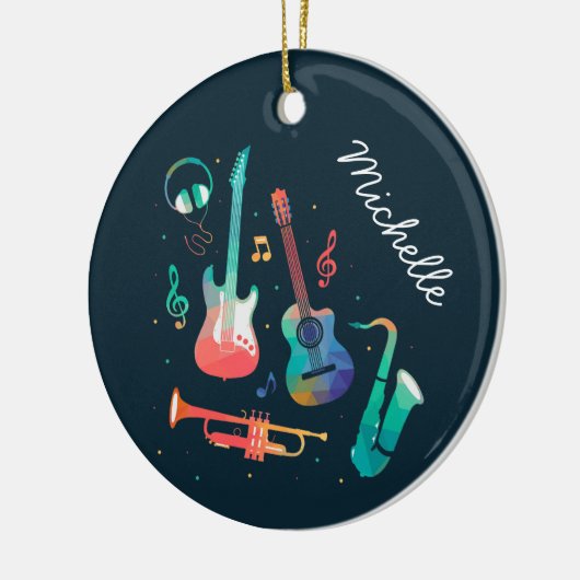 Funky Music - farbenfrohe Musikinstrumente Keramik Ornament (Links)