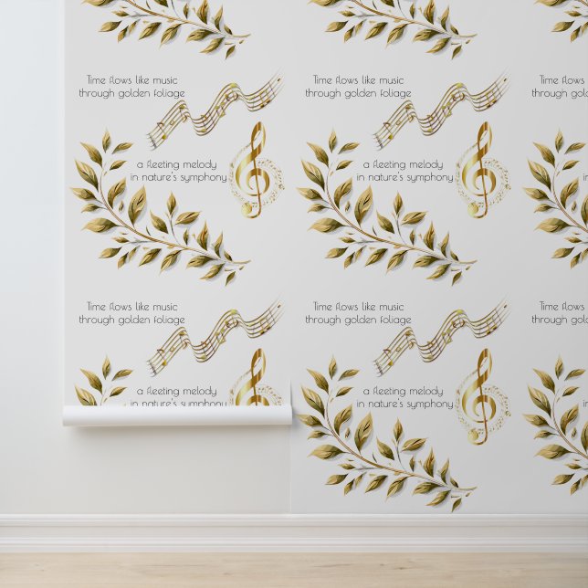 Funky Musical Notes mit Golden Foliage Tapete (Anwendung)