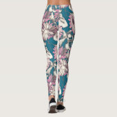 Funky mutiges Blumen in den rosa und aquamarinen Leggings (Rückseite)