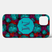 Funky mutiges Rosen-Muster-Monogramm Case-Mate iPhone Hülle (Rückseite (Horizontal))