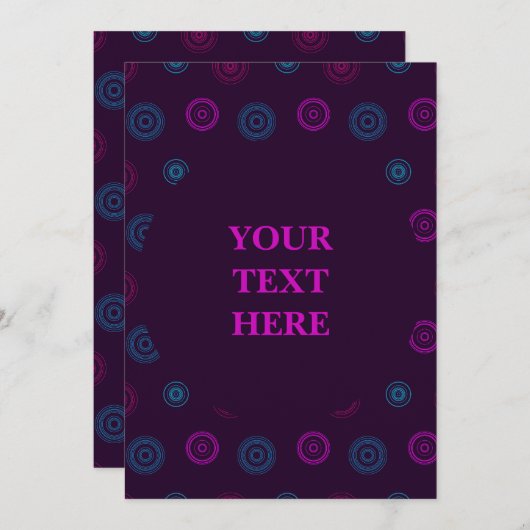 Funky Neon Circle Pattern Einladung (Vorne/Hinten)