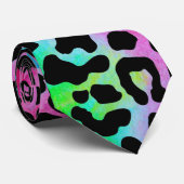 Funky Neon Colorful Leopard Print Krawatte (Gerollt)