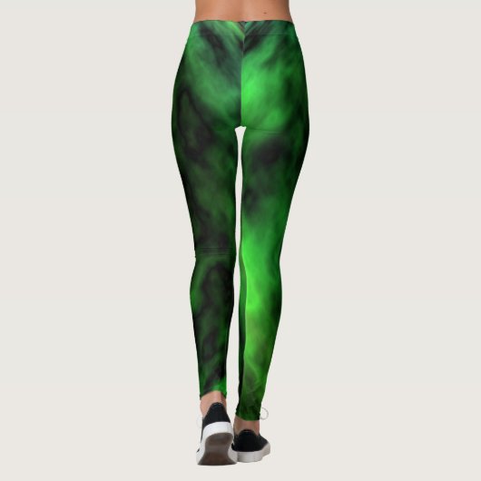 Funky Neon Green Emerald Halloween Abstrakt Leggings (Rückseite)