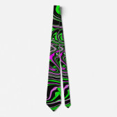 Funky Neon Green Pink und Black Net Paint Swirl Krawatte (Vorderseite)
