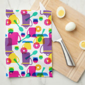 Funky Neon Kitchen | Name hinzufügen Geschirrtuch (Viertel Falte)