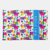 Funky Neon Kitchen | Name hinzufügen Geschirrtuch (Horizontal)