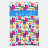 Funky Neon Kitchen | Name hinzufügen Geschirrtuch (Vertikal)