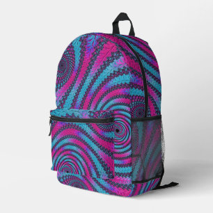 Funky Neon Lebendiges Magenta und Cyan Spiralfrakt Bedruckter Rucksack