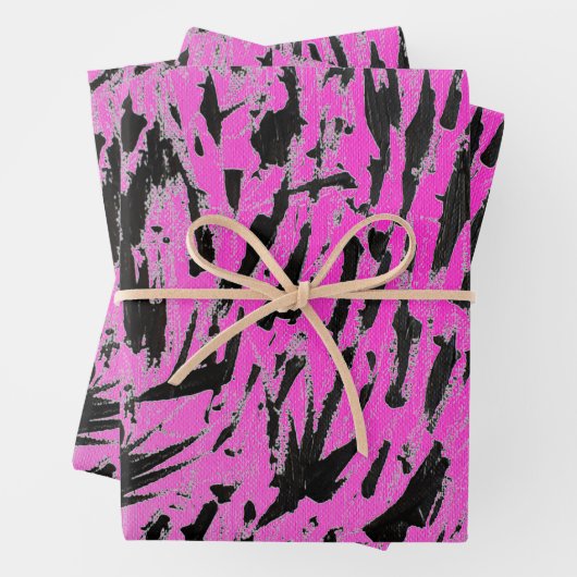 Funky Neon Pink und Black Print Geschenkpapier Set (Beispiel)