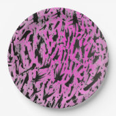 Funky Neon Pink und Black Print Pappteller (Vorderseite)
