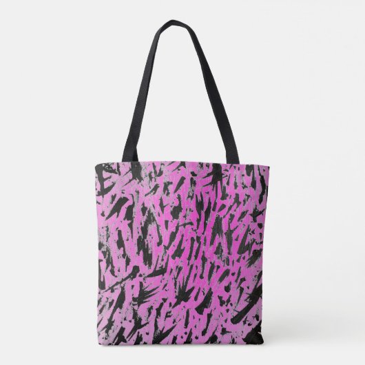 Funky Neon Pink und Black Print Tasche (Rückseite)