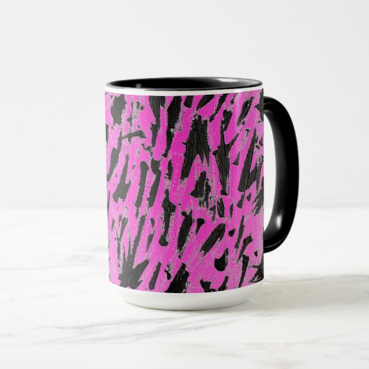 Funky Neon Pink und Black Print Tasse (VorderseiteRechts)