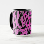 Funky Neon Pink und Black Print Tasse (Vorderseite Links)