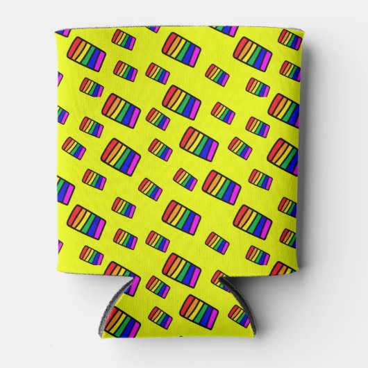 Funky Neon Rainbow Block Pattern Dosenkühler (Vorderseite)