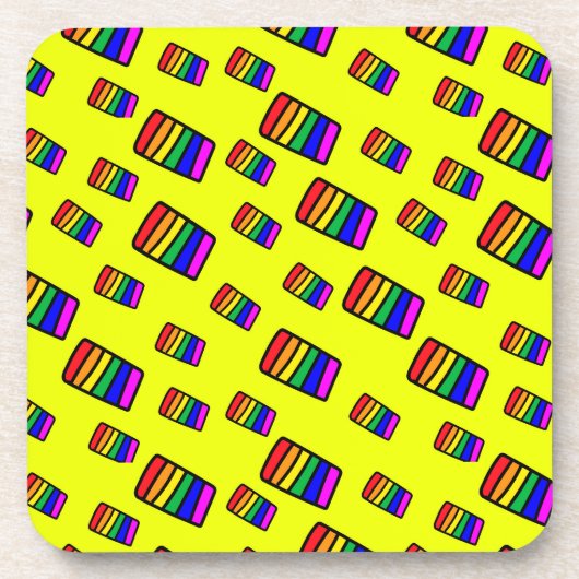 Funky Neon Rainbow Block Pattern Getränkeuntersetzer (Vorderseite)