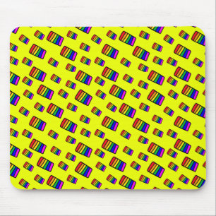 Funky Neon Rainbow Block Pattern Mousepad
