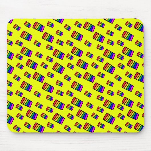 Funky Neon Rainbow Block Pattern Mousepad (Vorne)