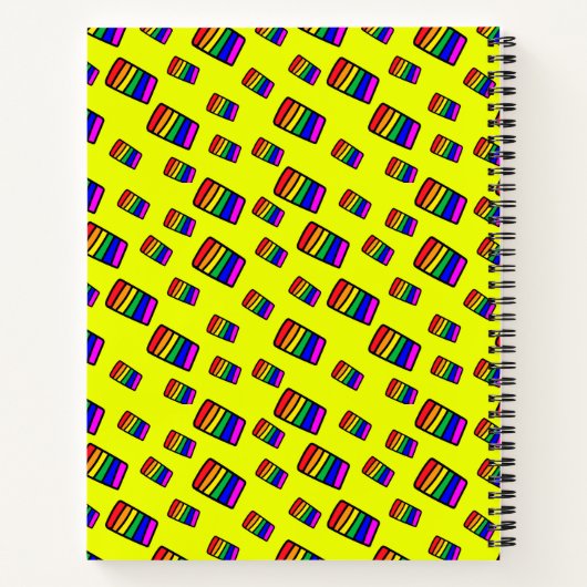 Funky Neon Rainbow Block Pattern Notizblock (Rückseite)