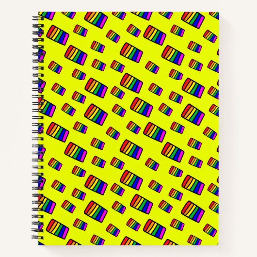 Funky Neon Rainbow Block Pattern Notizblock (Vorderseite)