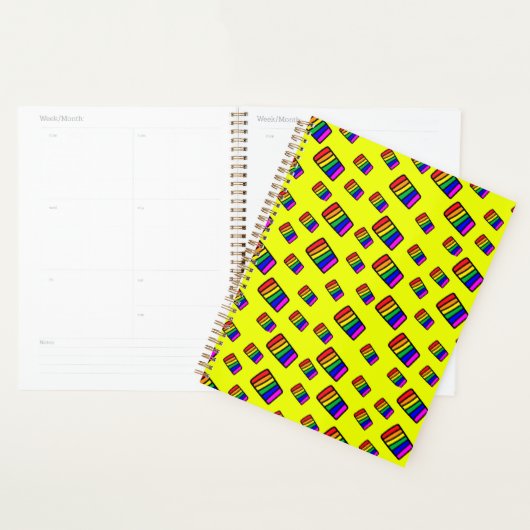 Funky Neon Rainbow Block Pattern Planer (Anzeige)
