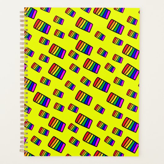 Funky Neon Rainbow Block Pattern Planer (Vorderseite)
