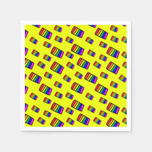 Funky Neon Rainbow Block Pattern Serviette