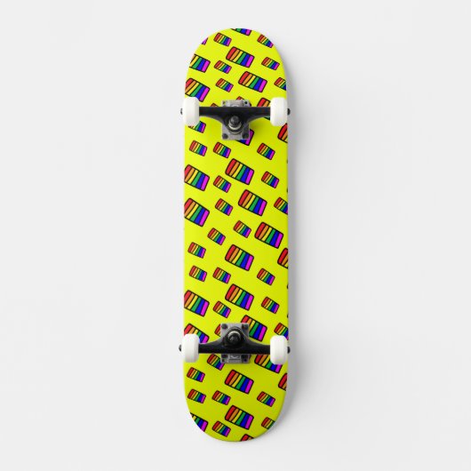 Funky Neon Rainbow Block Pattern Skateboard (Vorderseite)