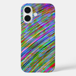 Funky Neon Rainbow Curved Lines iPhone 16 Hülle