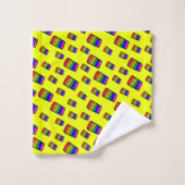 Funky Neon-Regenbogenblock-Muster Badhandtuch Set (Waschlappen)