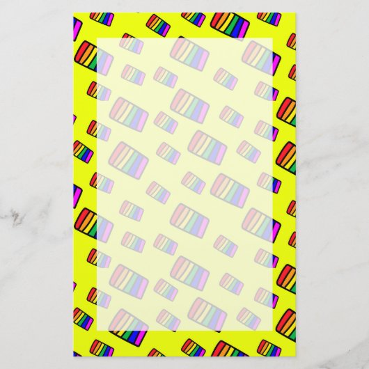 Funky Neon-Regenbogenblock-Muster Briefpapier (Vorderseite)