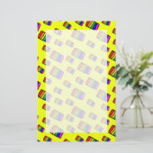Funky Neon-Regenbogenblock-Muster Briefpapier (Stehend Vorderseite)
