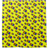 Funky Neon-Regenbogenblock-Muster Duschvorhang (Vorderseite)