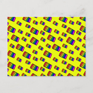 Funky Neon-Regenbogenblock-Muster Feiertagspostkarte