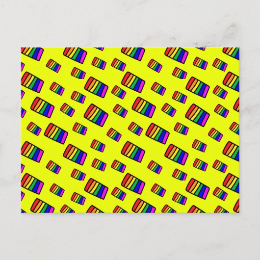 Funky Neon-Regenbogenblock-Muster Feiertagspostkarte (Vorderseite)